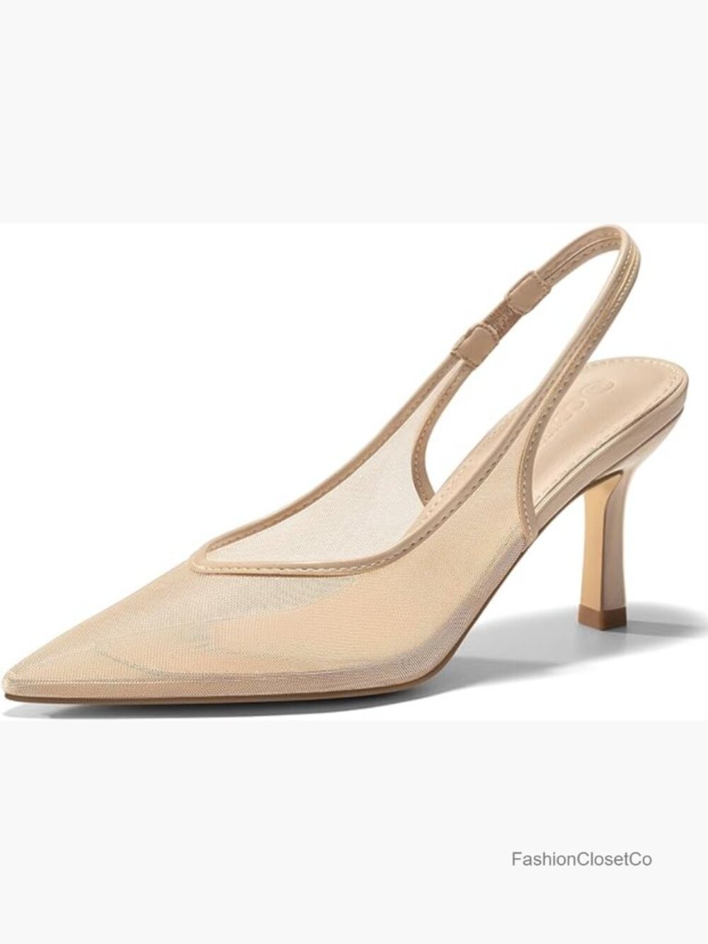 Mesh Slingback Kitten Heels Pointed Toe Pumps Low Heel Dress Shoes